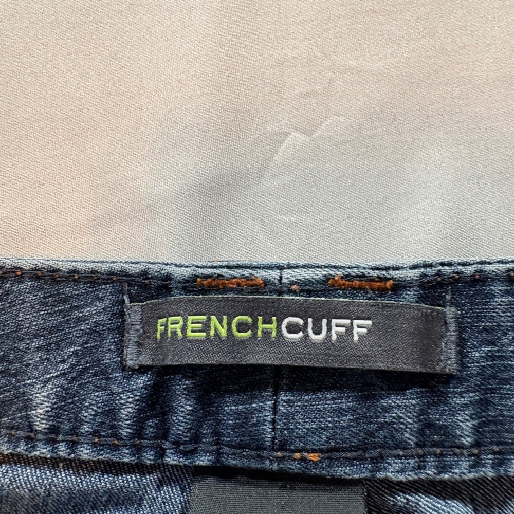 French Cuff Wide Leg Jeans Womens Size 12 Blue Stretch Denim Dark Wash Trousers - Picture 5 of 10
